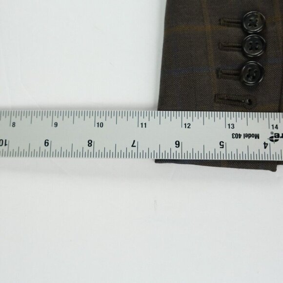 Holland & Sherry Mens Wool Lined Collared Button Plaid Suit Blazer Brown Size 40 - Picture 14 of 14